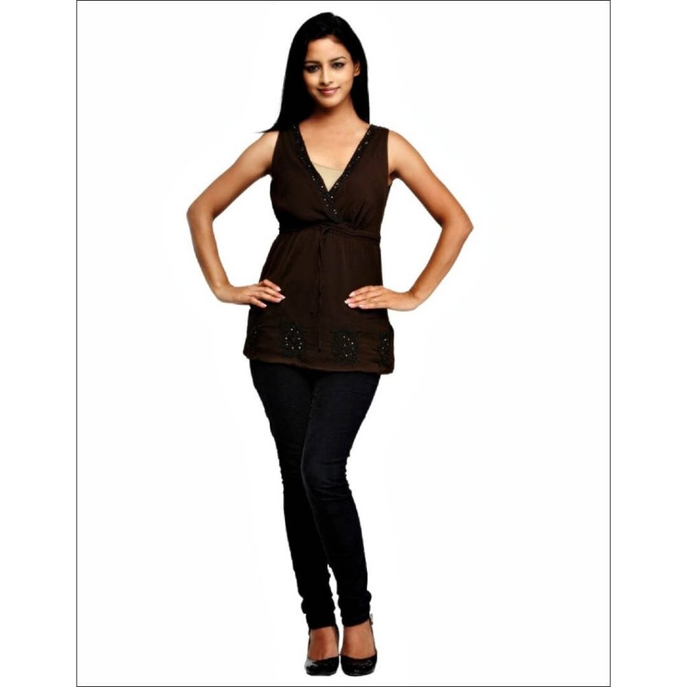 Brown Top with stone work